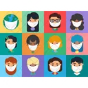 Flat Cartoon Diverse People Avatar Face Cartoon Business People Students And Office Worker Character Icon