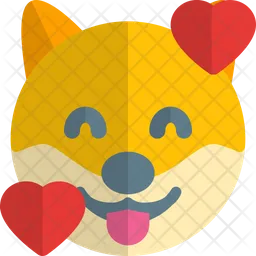 Perro sonriendo con corazones Emoji Icono