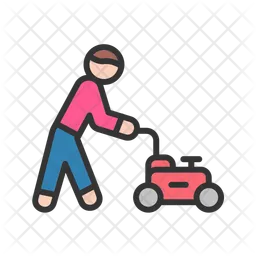 Person Mowing Grass  Icon