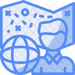 Person With A Map For Exploration Icon - Download in Colored Outline Style