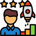 Person With A Rocket For Career Growth Career Growth Advancement Icon