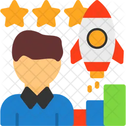 Person with a rocket for career growth  Icon