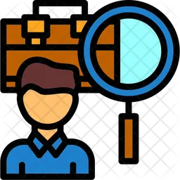 Person With Magnifying Glass Looking At Job Offers  Icon