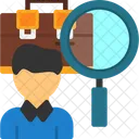 Person With Magnifying Glass Looking At Job Offers Job Search Job Hunting Icône