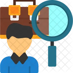 Person with magnifying glass looking at job offers  Icon