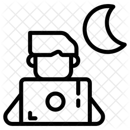 Persona frente a la computadora portátil con la luna  Icon