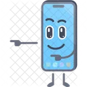 Personagem de smartphone apontando para a esquerda  Ícone