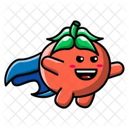 Personagem de super-herói de tomate fofo Emoji Ícone