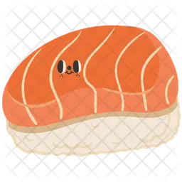 Personagem fofo de sushi de salmão  Ícone