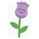 Personagem de flor de tulipa roxa com sorriso fofo  Icon