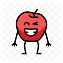 Personaje De Manzana Fruta Cara Icono