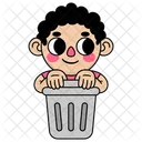 Personaje con un bote de basura  Icono