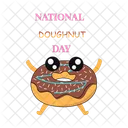 Personaje de donut con el día nacional del donut  Icono