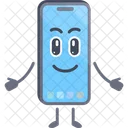 Personaje de teléfono inteligente con pose feliz  Icono