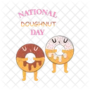 Personaje de donut con el día nacional del donut  Icono