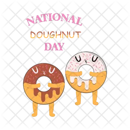 Personaje de donut con el día nacional del donut  Icono