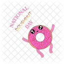 Personaje de donut con el día nacional del donut  Icono