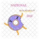 Personaje de donut con el día nacional del donut  Icono