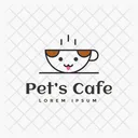 Pet Cafe Hot Coffee Cafe Logomark Icon