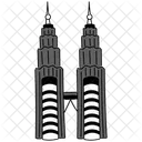 Black Monochrome Petronas Tower Illustration Landmarks Icons Symbol