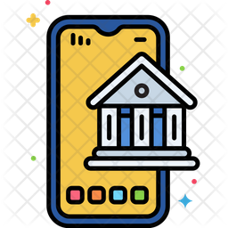 Phone Banking Icon - Download In Colored Outline Style