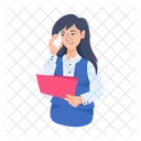 Office Employee Female Calling Employee Talking Icon