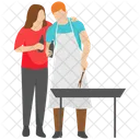 Picnic Couple Outdoor Cooking Picnic Food Icon