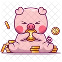 Pig Kissed Coin  Icon