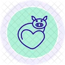 Pig Love Animal Line Style Icon Icon