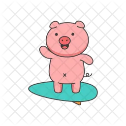 Pig on surfboard  Icon