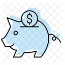 Piggy Bank Color Shadow Line Icon Icon