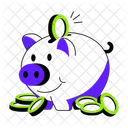 Piggy Bank Saving Coins Icon