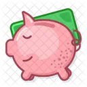 Piggy Bank Cash Cartoon Draw Icon