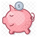 Piggy Bank Coin Cartoon Draw Icon