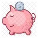Piggy Bank Coin Cartoon Draw Icône