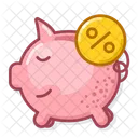 Piggy Bank Percent Cartoon Draw Icon