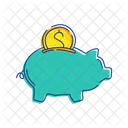 Piggy bank with coin  Icon