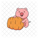Piggy with pumpkin  Icon