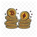 Pila de bitcoins  Icono