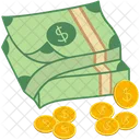 Pile of dollar with coins  Icon