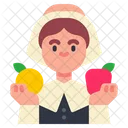 Pilgrim Woman Food Icon