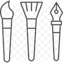 Pinceles De Arte De Borde Fino Icono