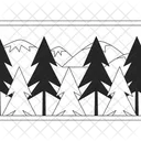 Pine Forest Snowcapped Mountains Nature Painting Icon