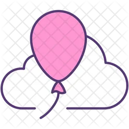 Pink balloon with cloud  Icon