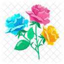 Rose Cartoon Rose Stickers Blooming Flowers Icon