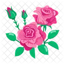 Rose Cartoon Rose Stickers Blooming Flowers Icon