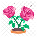 Rose Cartoon Rose Stickers Blooming Flowers Icon