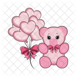 Pink teddy bear with heart balloon  Icon