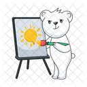 Urso De Pintura Pintura Solar Suporte De Cavalete Icon