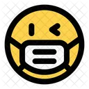 Piscadela De Olho Esquerdo Emoji Com Mascara Facial Emoji Ícone